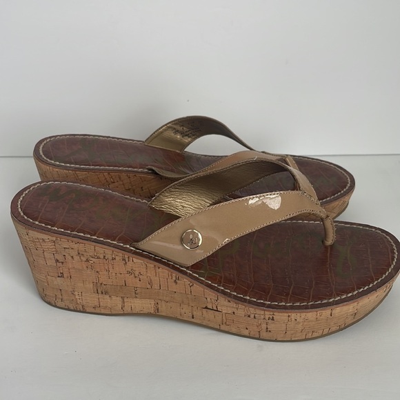 Sam Edelman Women’s Romy Wedge Sandals Tan 10 - Picture 4 of 7